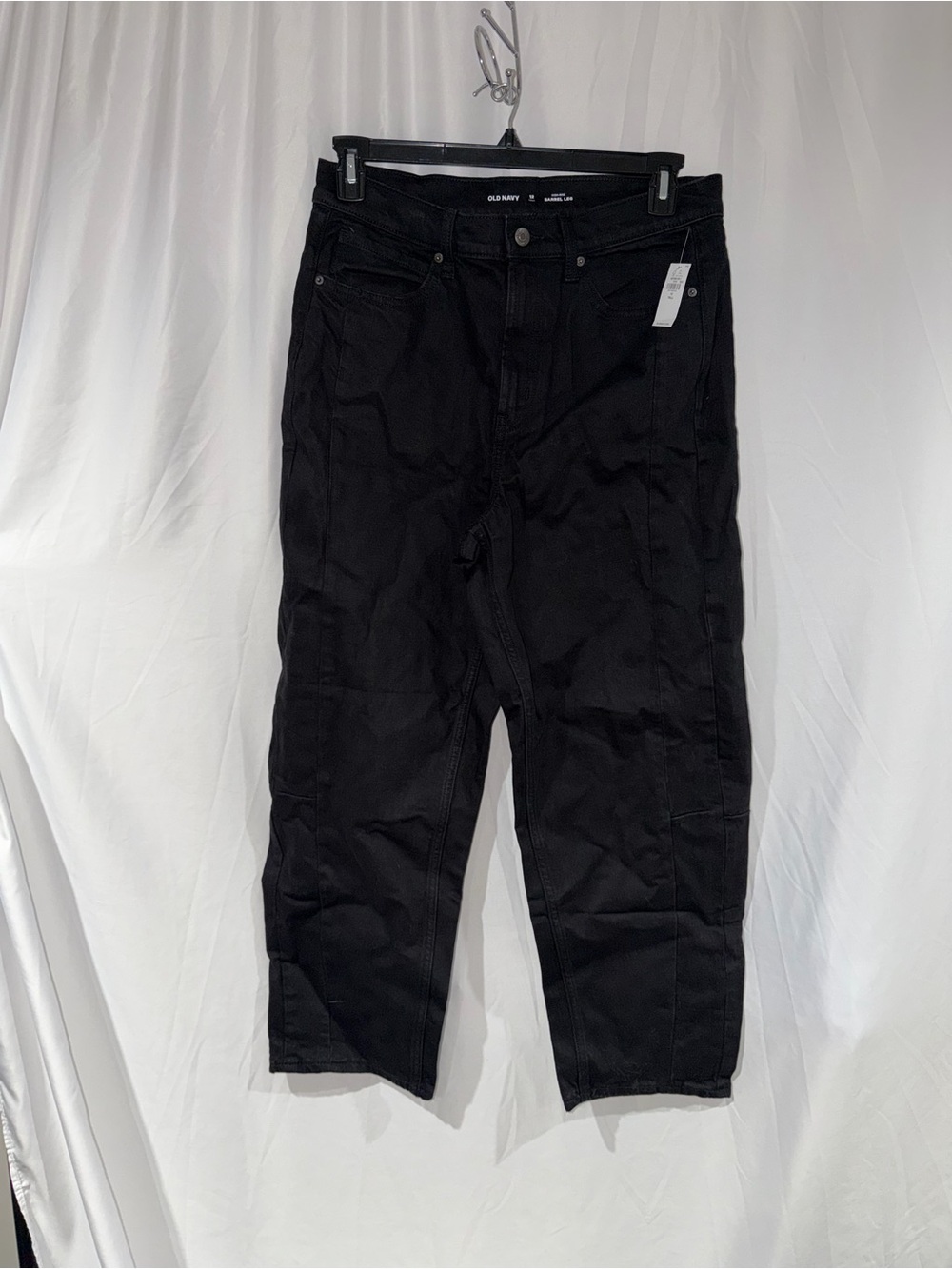 Old Navy Jeans Black High-Rise Barrel Leg Jeans Dark Denim TALL 12